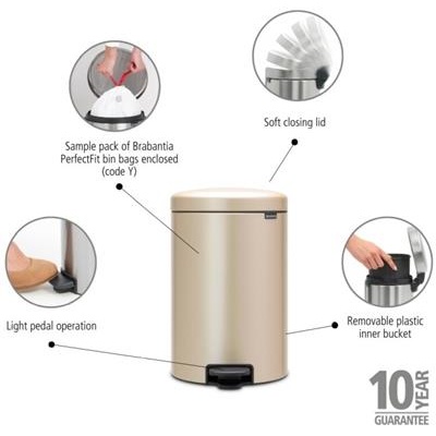 Prullenbak 20.0l NewIcon Brabantia gold