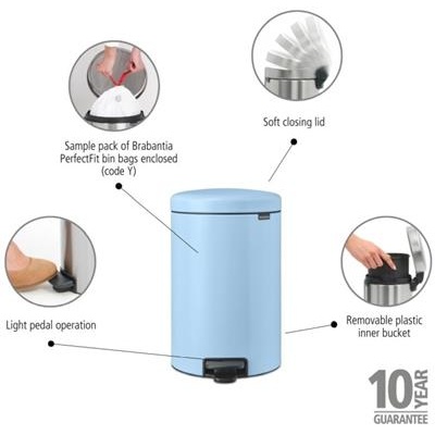 Prullenbak 20.0l NewIcon Brabantia dreamy blue