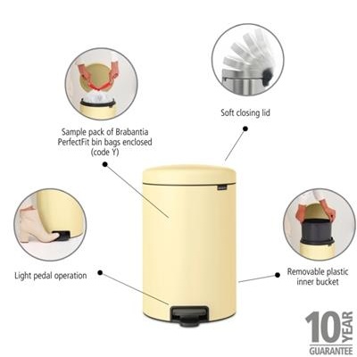 Prullenbak 20.0l NewIcon Brabantia mellow yellow