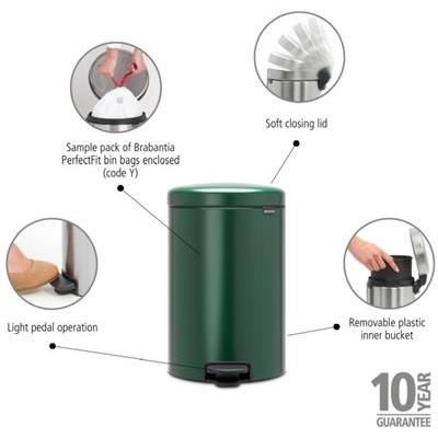 Prullenbak 20.0l NewIcon Brabantia pine green