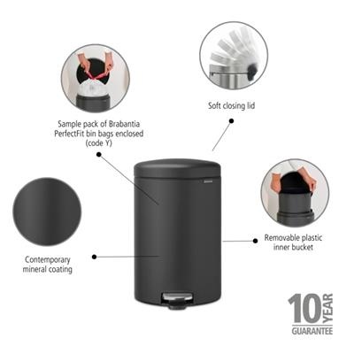 Prullenbak 20.0l NewIcon Brabantia mineral grey