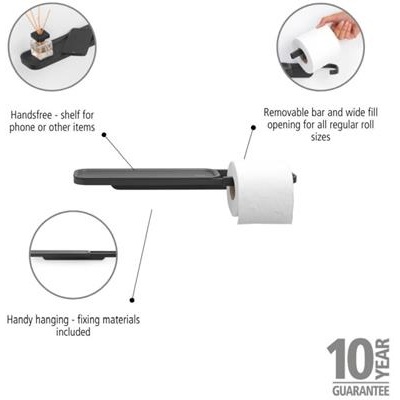 Toiletrolhouder m/plank mindset Brabantia grey