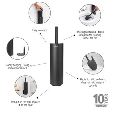 ToiletBorstel m/houder mindset Brabantia grey