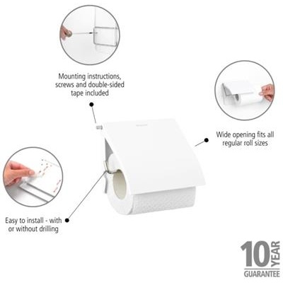 Toiletrolhouder m/klep renew Brabantia white
