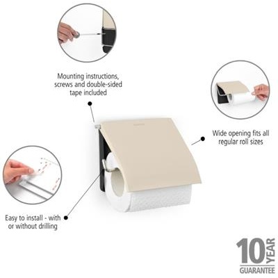 Toiletrolhouder m/klep renew Brabantia soft beige