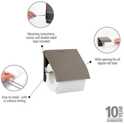 Toiletrolhouder m/klep renew Brabantia steel