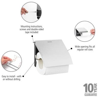 Toiletrolhouder m/klep renew Brabantia matt steel