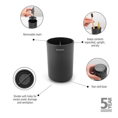TandenBorstelhouder 7.6cm renew Brabantia grey