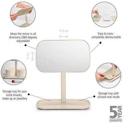 Badkamerspiegel rechthoek m/plank renew Brabantia beige