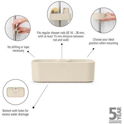 Badkamer caddy renew Brabantia soft beige