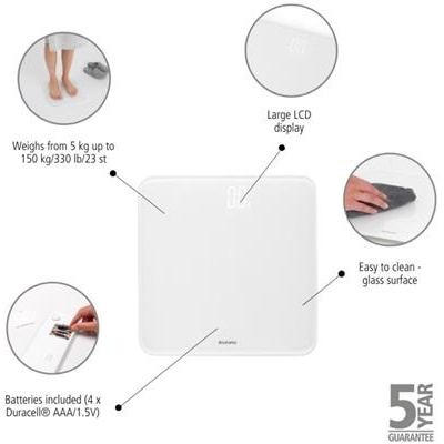 Weegschaal m/batterij renew Brabantia white