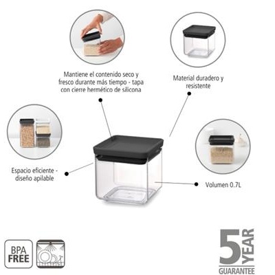 Voorraadbus 0.7l Tasty+ Brabantia dark grey