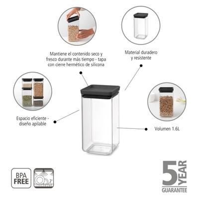 Voorraadbus 1.6l Tasty+ Brabantia dark grey