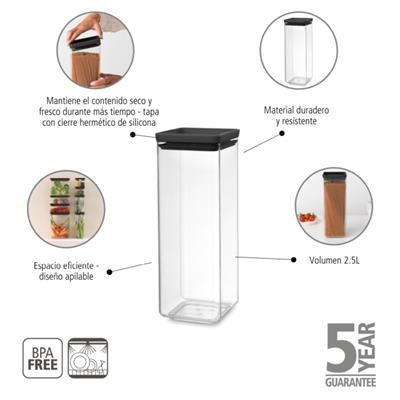 Voorraadbus 2.5l Tasty+ Brabantia dark grey