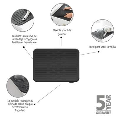 Afdruipmat sinkside siliconen Brabantia dark grey