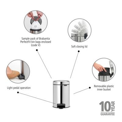 Prullenbak 3.0l NewIcon Brabantia steel