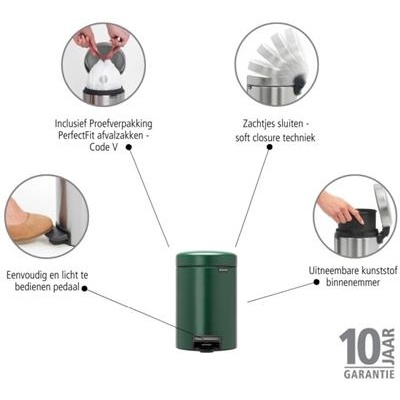 Prullenbak 3.0l NewIcon Brabantia pine green