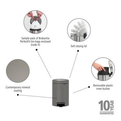 Prullenbak 3.0l NewIcon Brabantia concrete grey