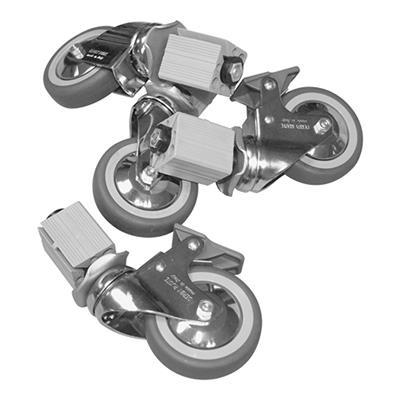 Set van 4 wielen met rem t.b.v. werktafel multinox