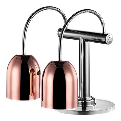 Warmhoudlamp dubbel 48.5x16.0x(h)61.0cm RVS koper