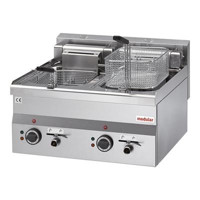 Electrische friteuse 60.0x60.0(h)28.0cm metkraan 2x10l