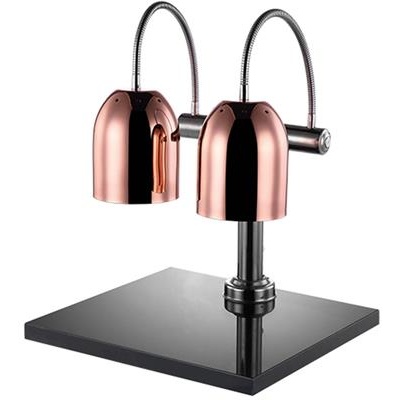 Warmhoudlamp metplateau RVS koper/zwart