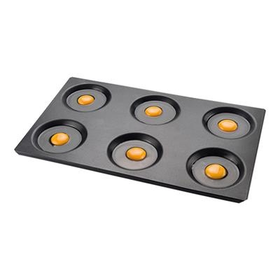 Eierbakplaat 1/1GN 6 vaks aluminium anti aanbak