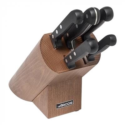 Messenblok walnoothout met 5 messen arcos