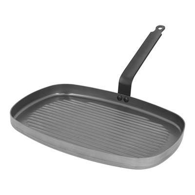 Grillpan rechthoek 38.0x26.0cm geribbeld plaatstaal