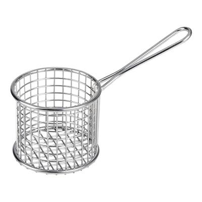 Frituur/ frietmandje rond 9.0cm RVS met handvat