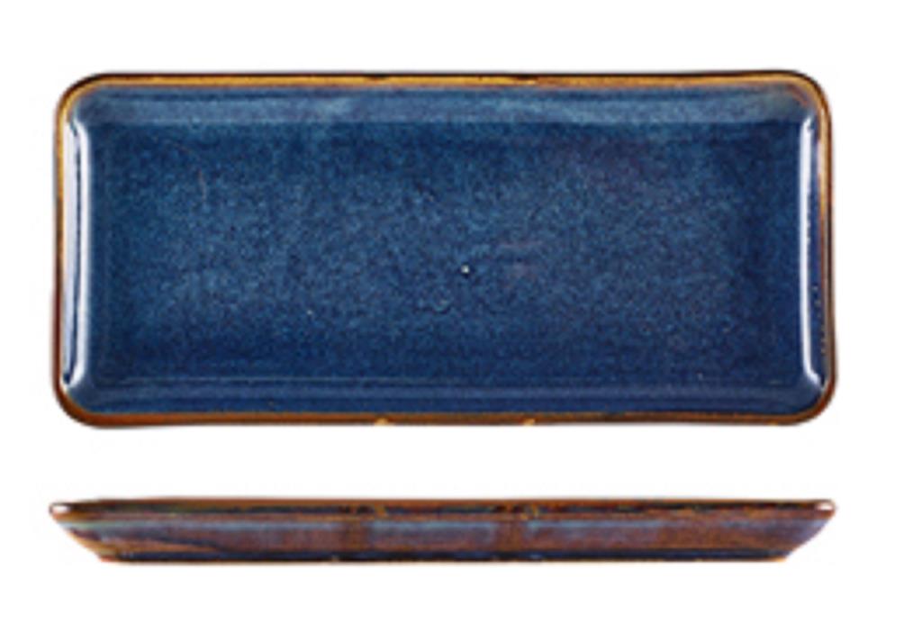 Schaal rechthoek 30.0x14.0cm aqua blue terra