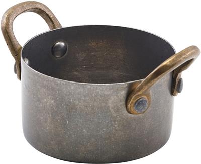 Serveerpan mini rond 7.8cm steel vintage