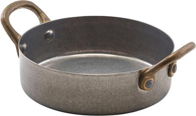 Serveerpan mini rond 12.25cm steel vintage