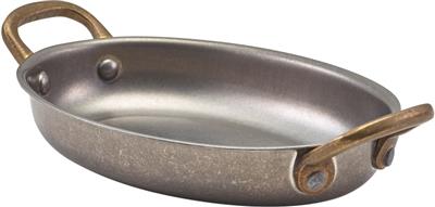 Serveerpan ovaal 16.5x12.5cm steel vintage