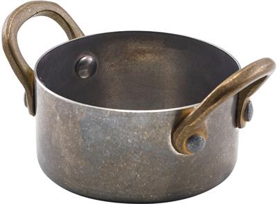 Serveerpan mini rond 7.0cm steel vintage