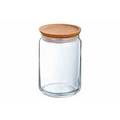 Voorraadpot 1.0l glas met houten deksel Luminarc