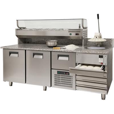 Pizzawerkbank met koelvitrine RVS Morello Pizzarella PZLINT35