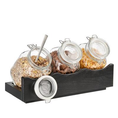 Buffetstaander incl 3 potten 43.0x17.0cm zwart