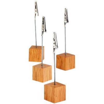 Set van 4 menuhouder 2.5x2.5cm hout incl. 20 kaarten
