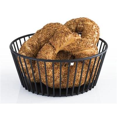 Fruit/broodmand zwart metaal 20.0x(H)8.5cm