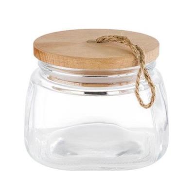 Voorraadpot 1.0ltr glas met houten deksel