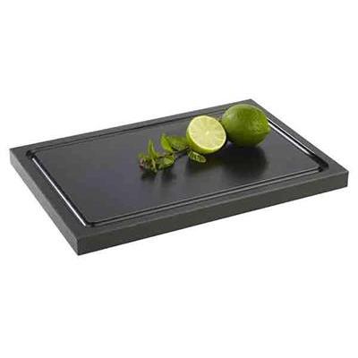 Snijplank 30.0x20.0cm(H)2.0cm zwart met geul