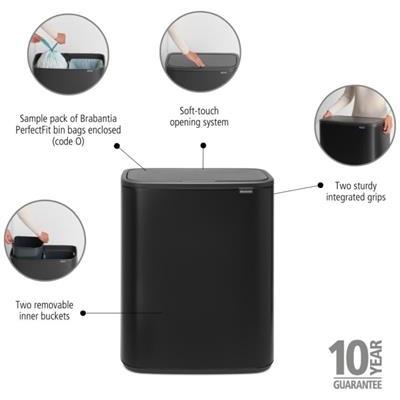 Prullenbak 2 x 30.0l Bo Brabantia matt black