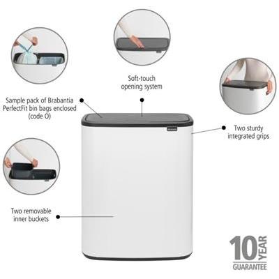 Prullenbak 2 x 30.0l Bo Brabantia white