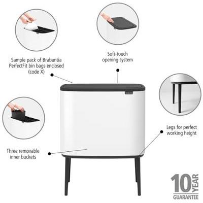 Prullenbak 3 x 11.0l Bo Brabantia white