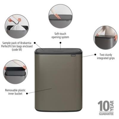 Prullenbak 60.0l Bo Brabantia platinum