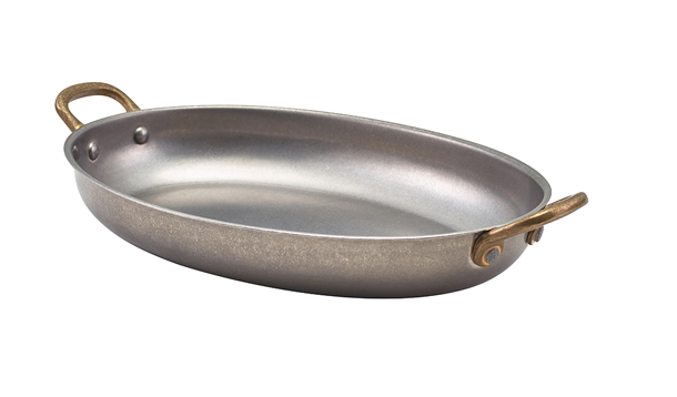 Serveerpan ovaal 24.5x17.5x(h)4cm steel vintage