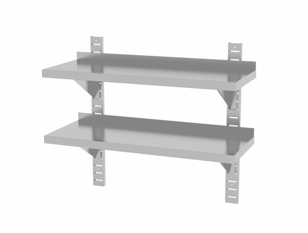 Set 2 wandplanken incl beugels 100x30x60cm RVS