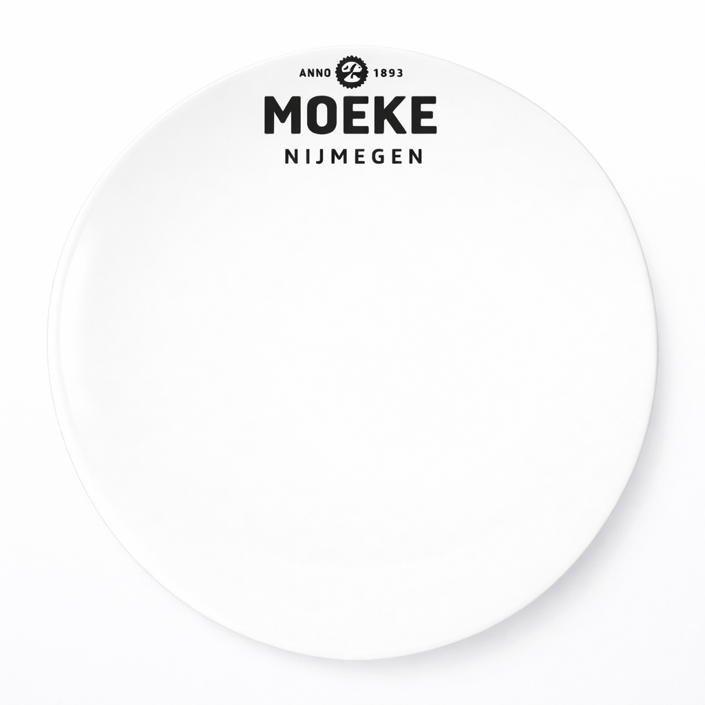 Bord plat coupe 22.6 cm Classic White 237X met logo Moeke Nijmegen12u