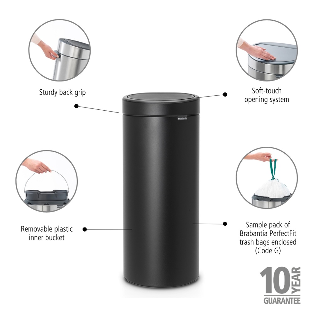 Prullenbak 30.0l BoTouch Brabantia mineral grey